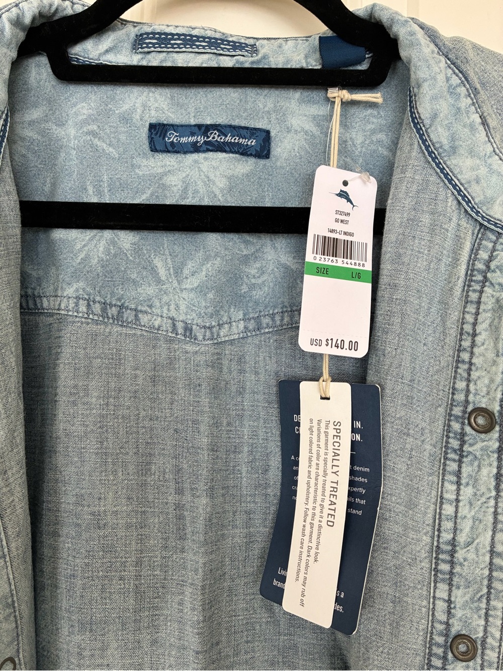 Tommy Bahama Light Wash Denim Shirt Jacket in Pale Blue